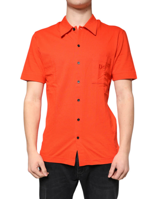 Dolce &amp; Gabbana Orange Bomuld Button Down Casual Poloshirt
