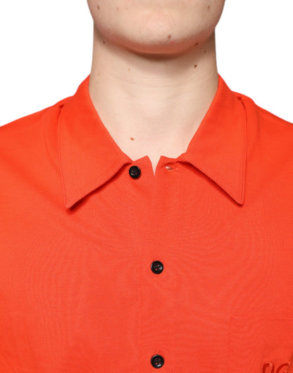 Dolce &amp; Gabbana Orange Bomuld Button Down Casual Poloshirt
