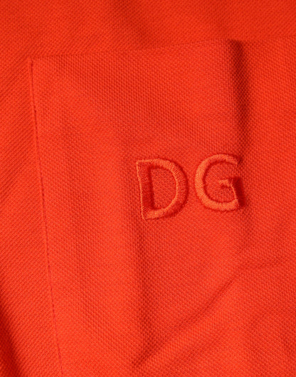 Dolce &amp; Gabbana Orange Bomuld Button Down Casual Poloshirt