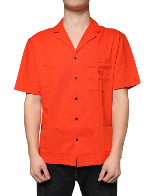 Dolce &amp; Gabbana Orange Bomuld Button Down Casual Poloshirt