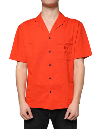 Dolce &amp; Gabbana Orange Bomuld Button Down Casual Poloshirt