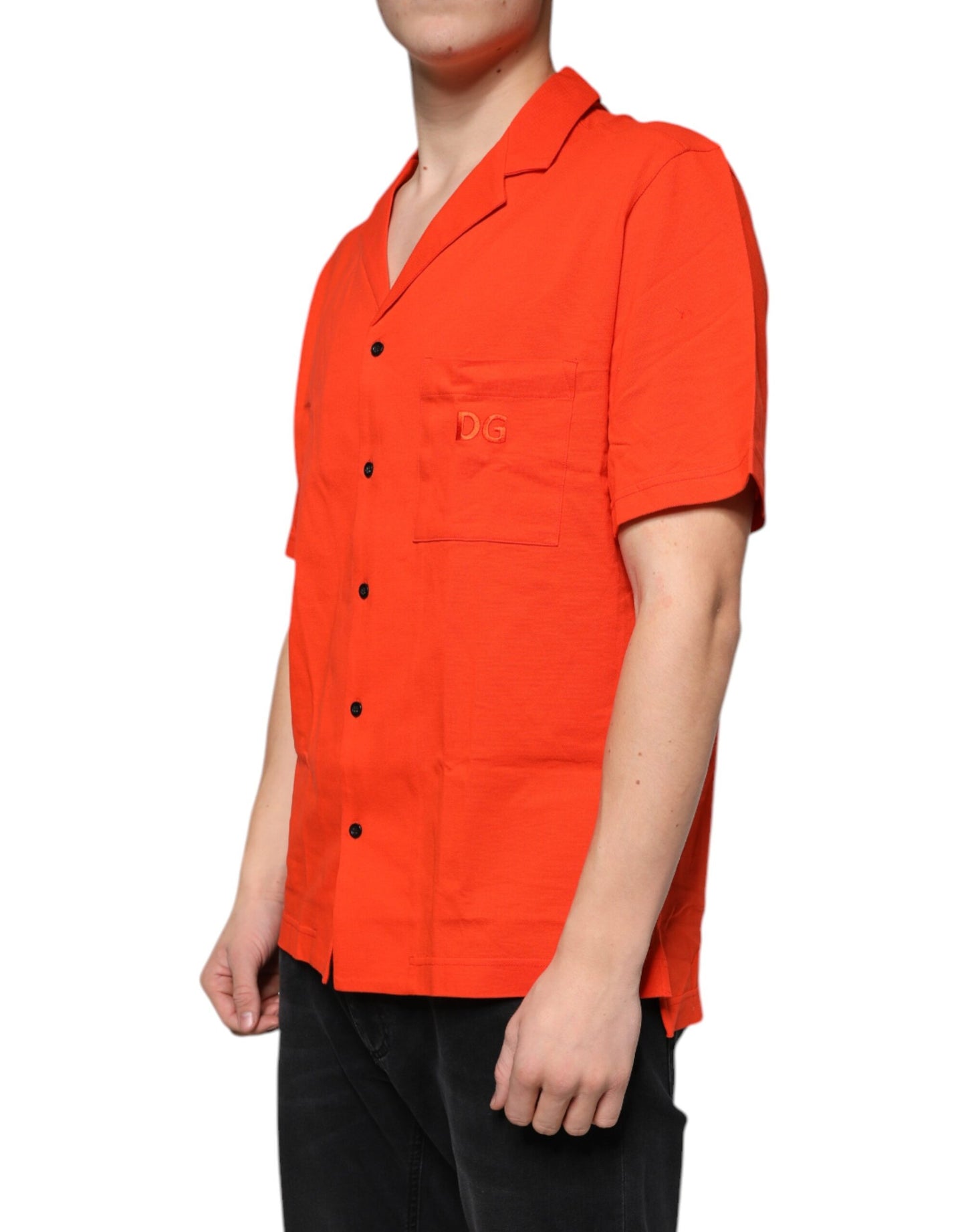 Dolce &amp; Gabbana Orange Bomuld Button Down Casual Poloshirt