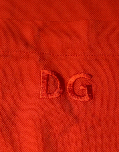 Dolce &amp; Gabbana Orange Bomuld Button Down Casual Poloshirt