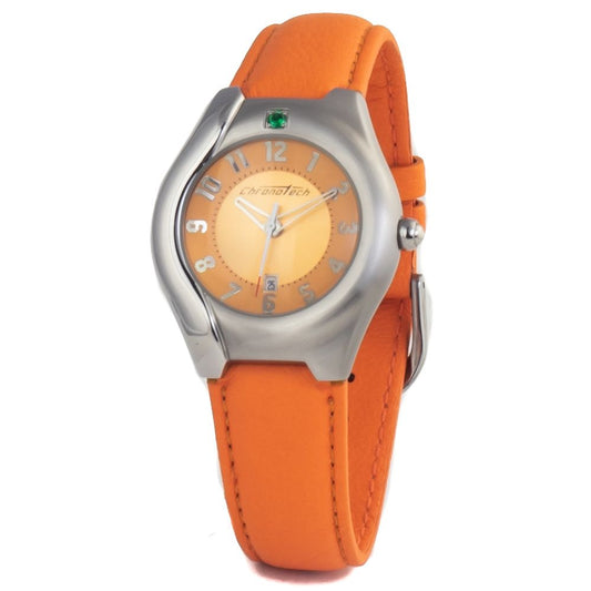 Chronotech orange læderur