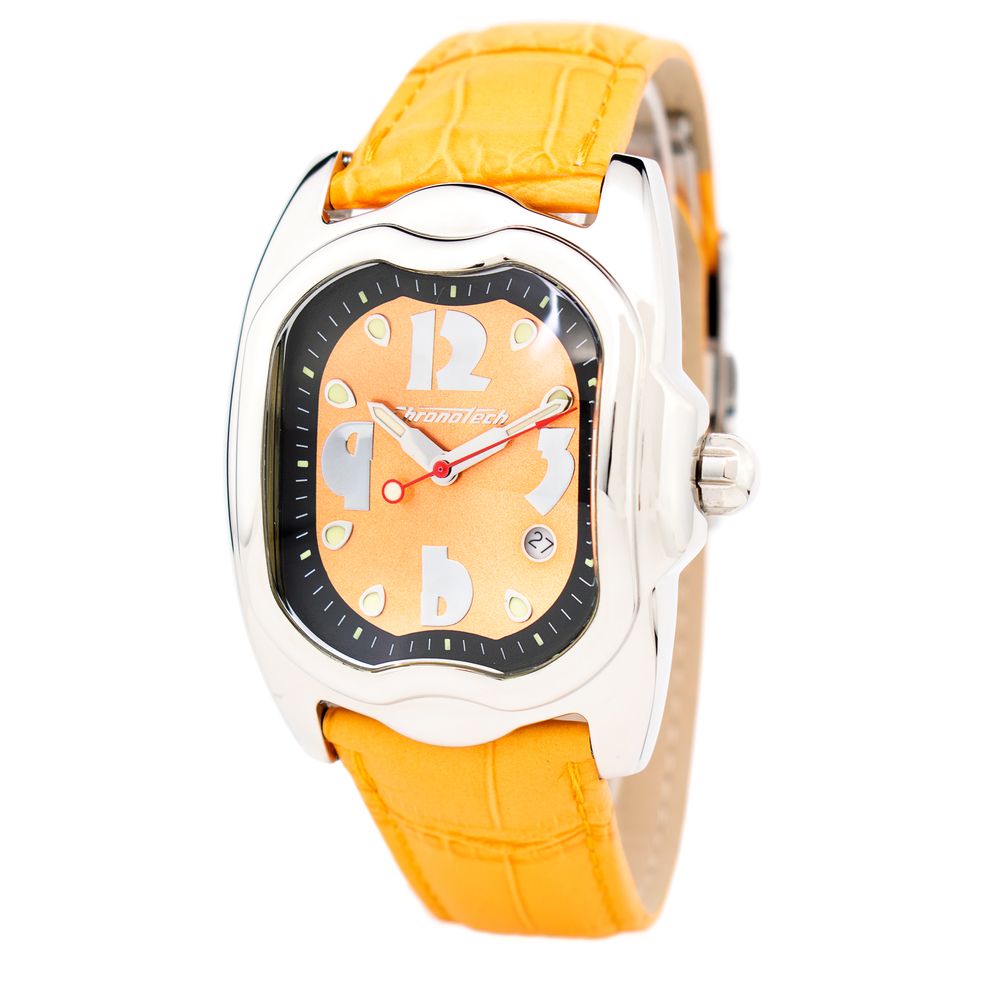 Chronotech orange læderur