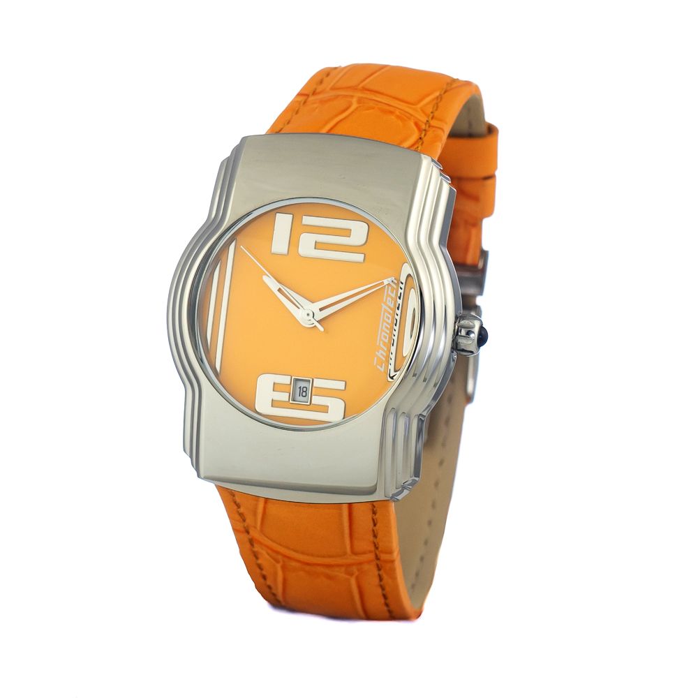 Chronotech orange læderur