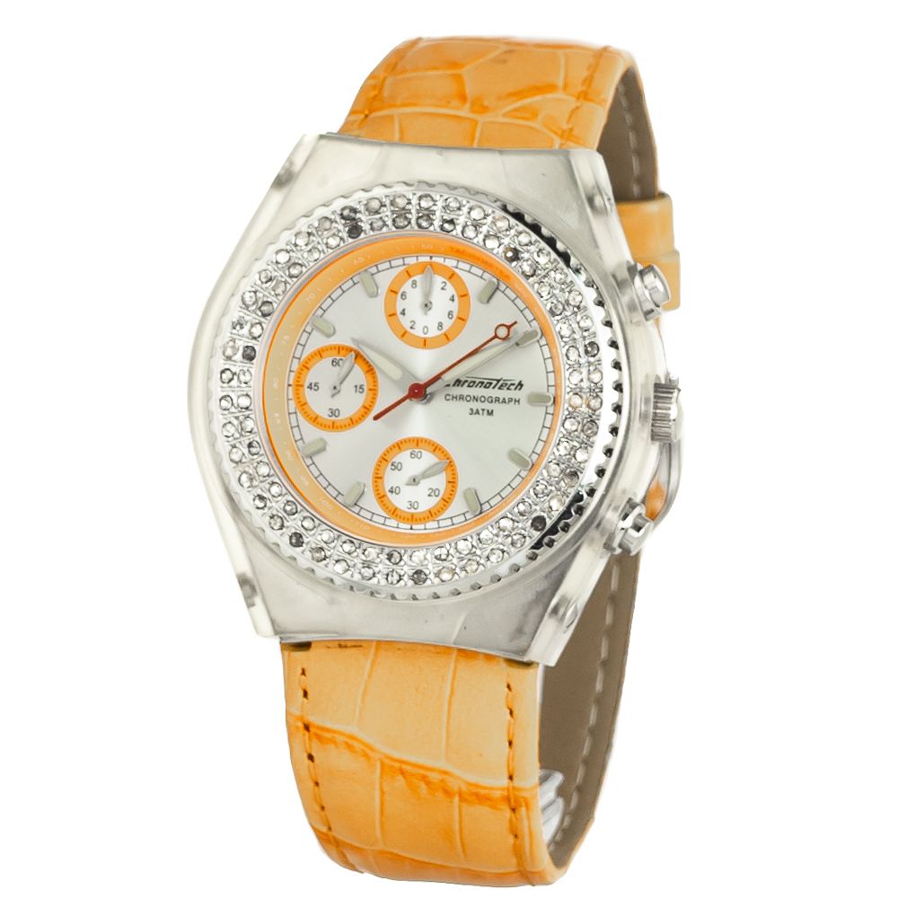 Chronotech orange læderur