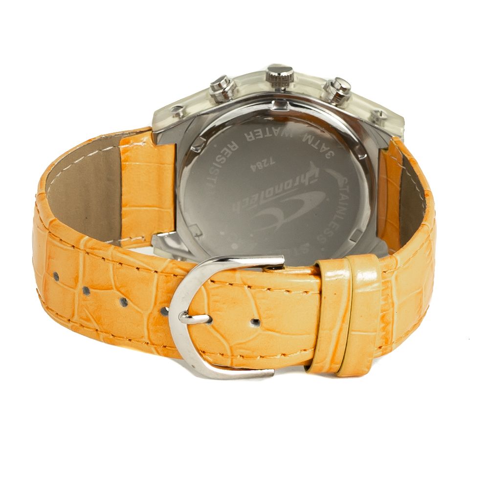 Chronotech orange læderur