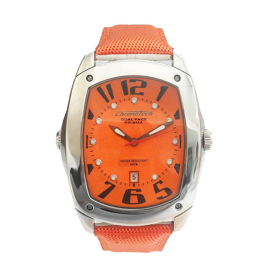 Chronotech orange læderur