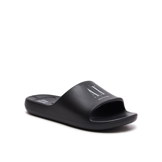 Armani Exchange sort og hvid polyethylen sandal