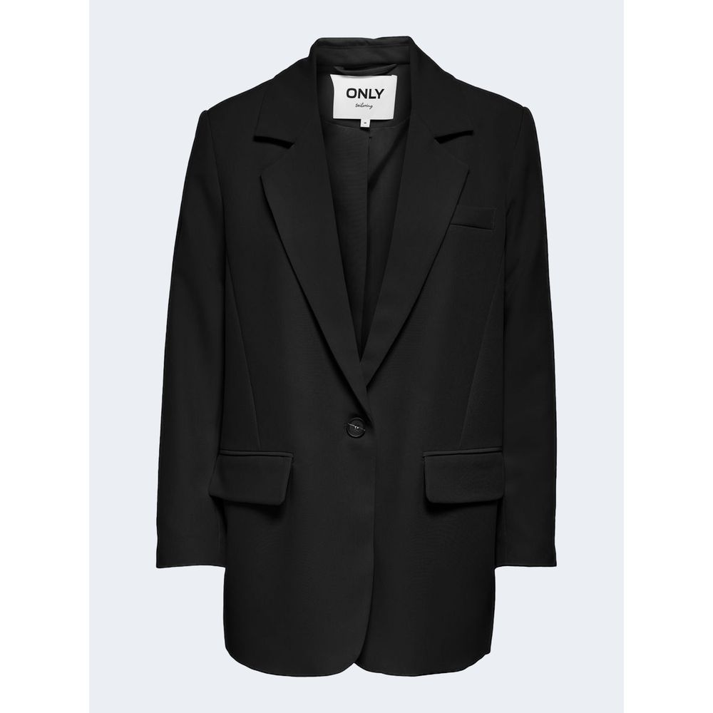 Kun sorte polyesterdragter og blazer