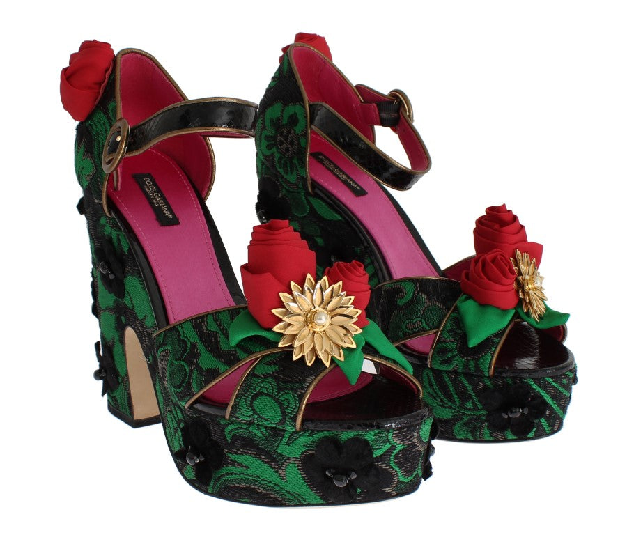 Dolce &amp; Gabbana Enchanted Sicilien Crystal Brocade Wedges