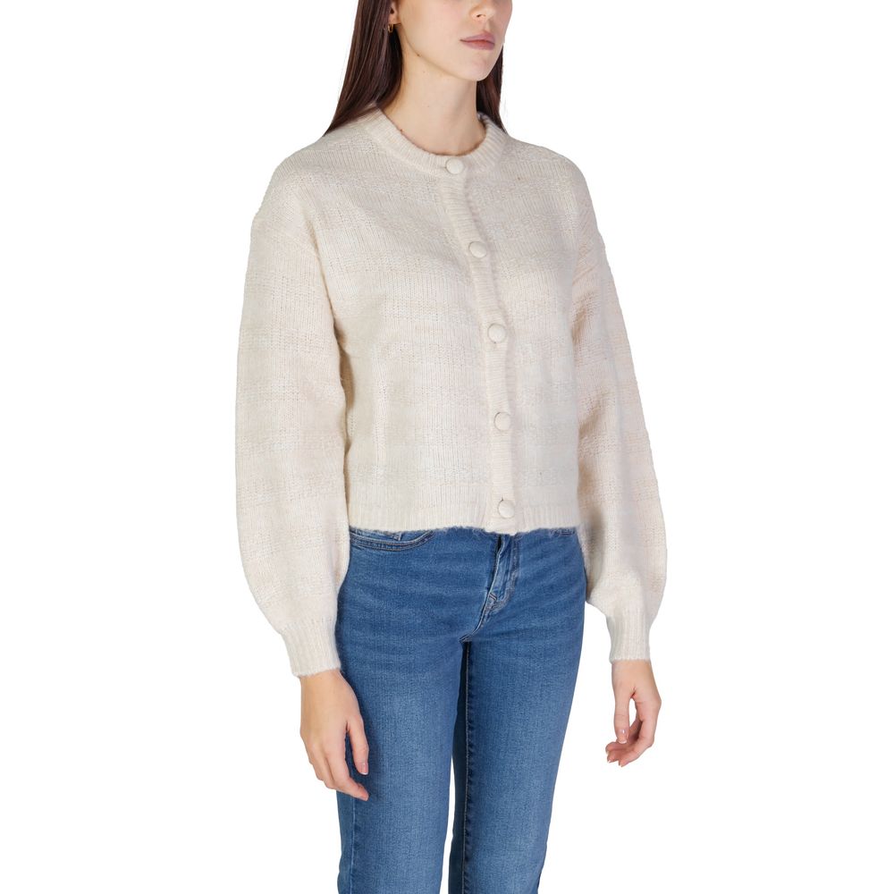 Kun beige genanvendt polyester cardigan