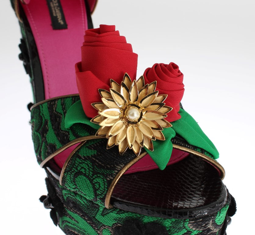 Dolce &amp; Gabbana Enchanted Sicilien Crystal Brocade Wedges