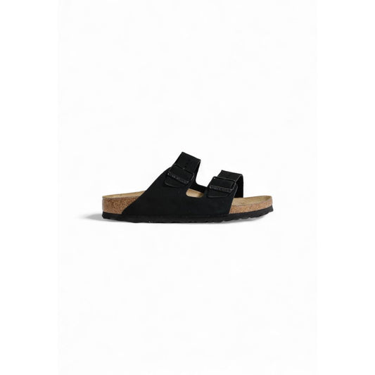 Birkenstock sort ruskindssandal