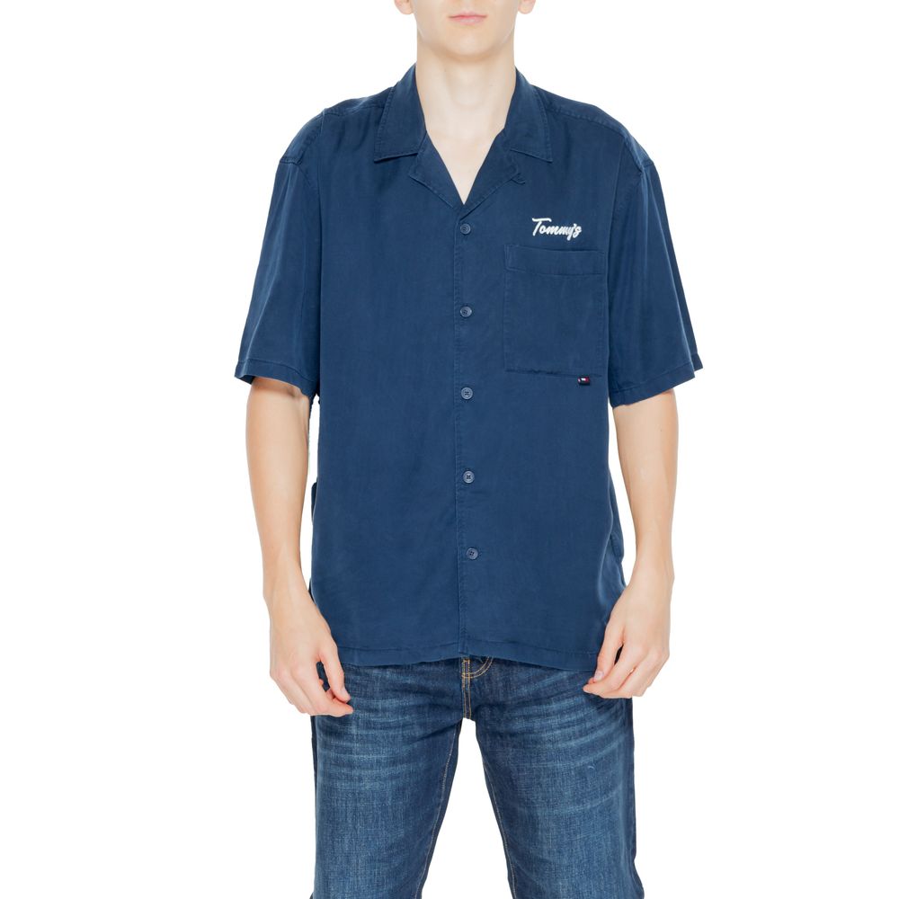 Tommy Hilfiger Jeans Blå Lyocell Skjorte