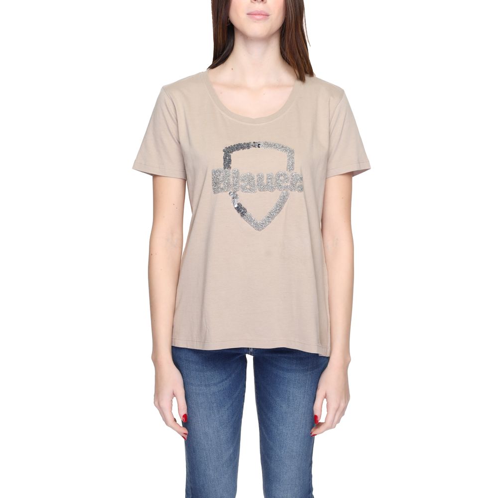 Blauer Beige Bomuld Toppe &amp; T-shirt