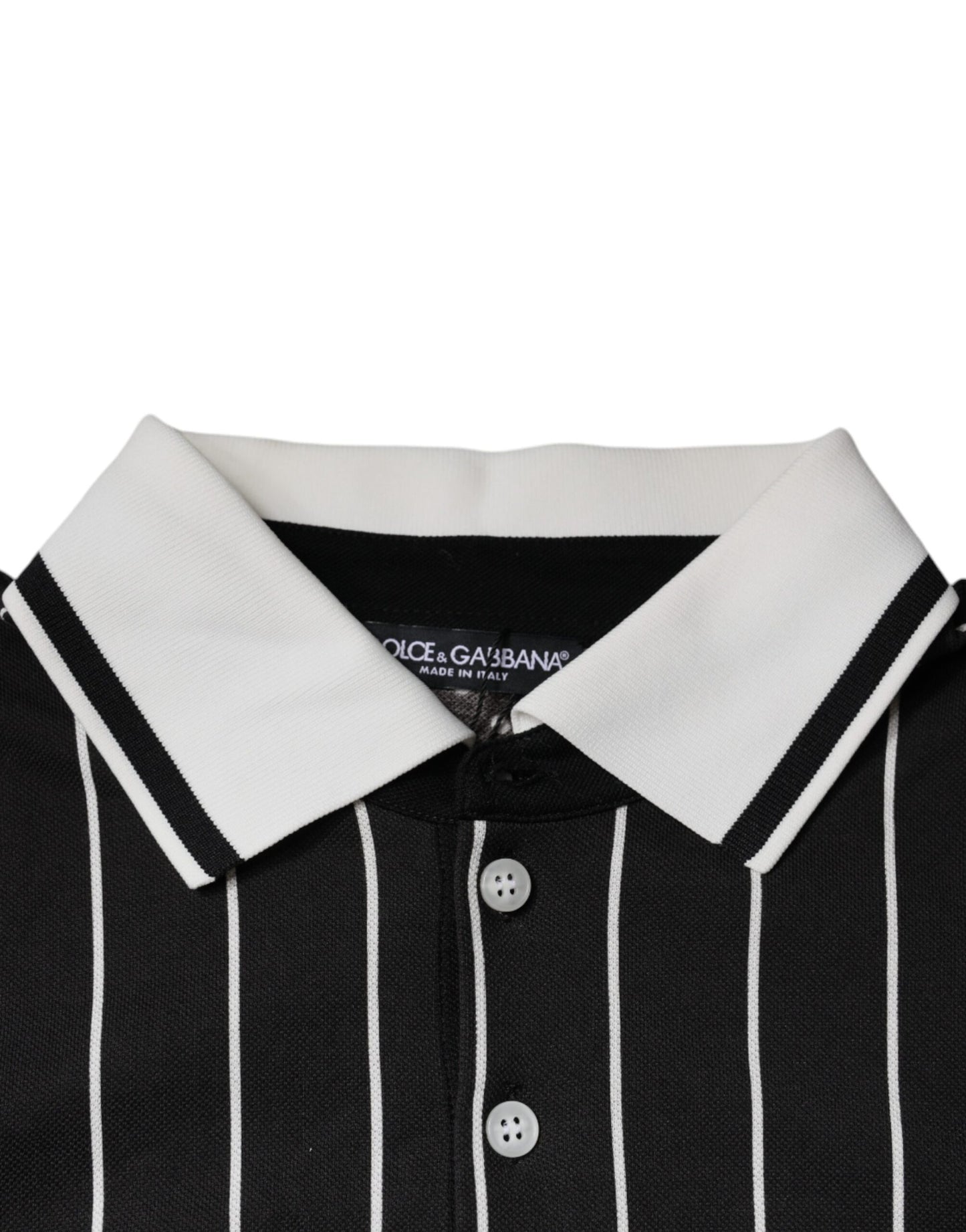 Dolce &amp; Gabbana Black White Stripes Collared Polo T-shirt