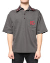 Dolce & Gabbana Grey DG Broderi Collared Polo T-shirt til mænd