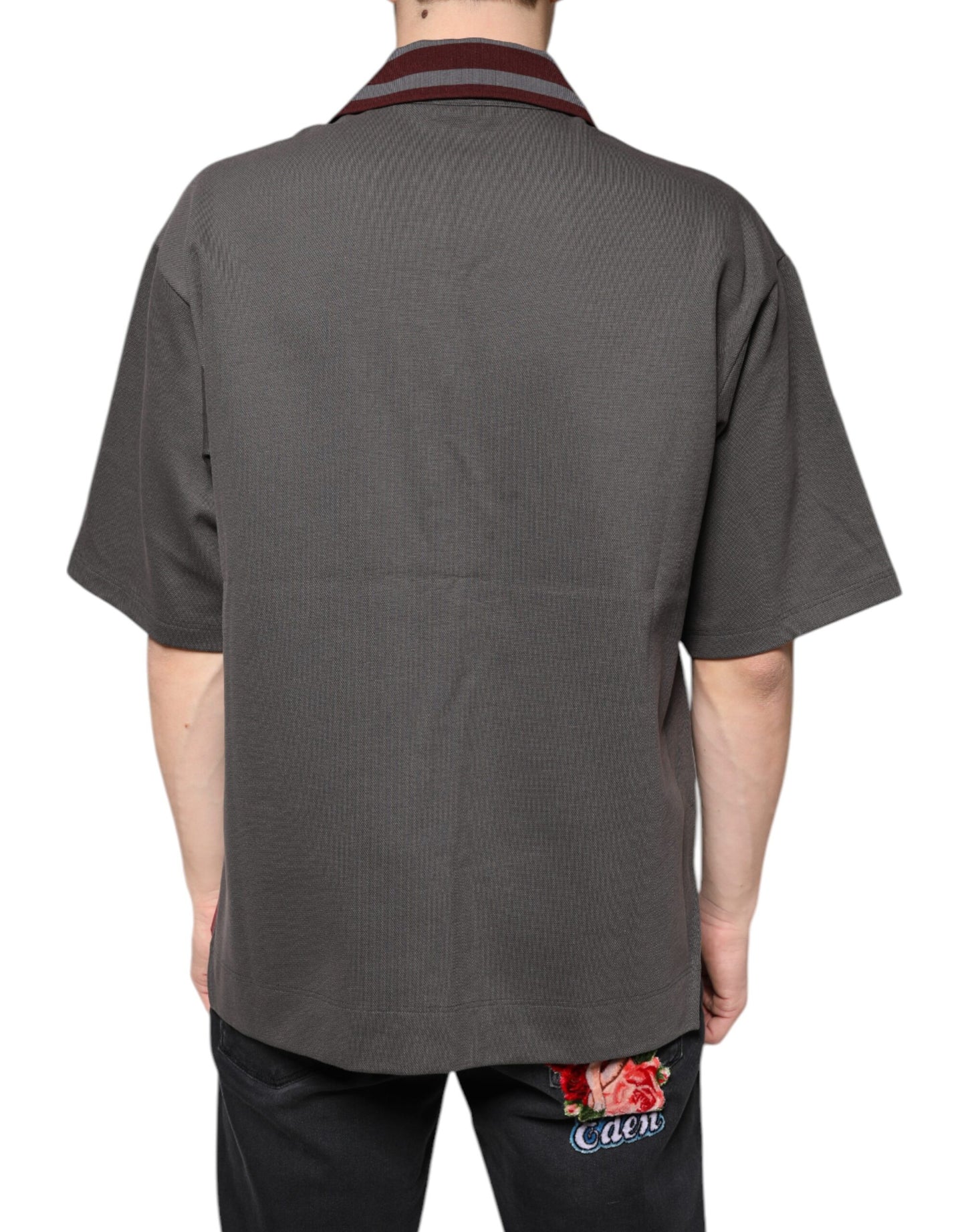 Dolce &amp; Gabbana Grey DG Broderi Collared Polo T-shirt til mænd