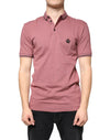 Dolce & Gabbana pink krone broderet polo-t-shirt med krave