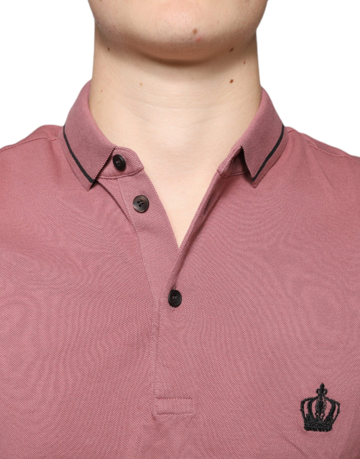 Dolce &amp; Gabbana pink krone broderet polo-t-shirt med krave