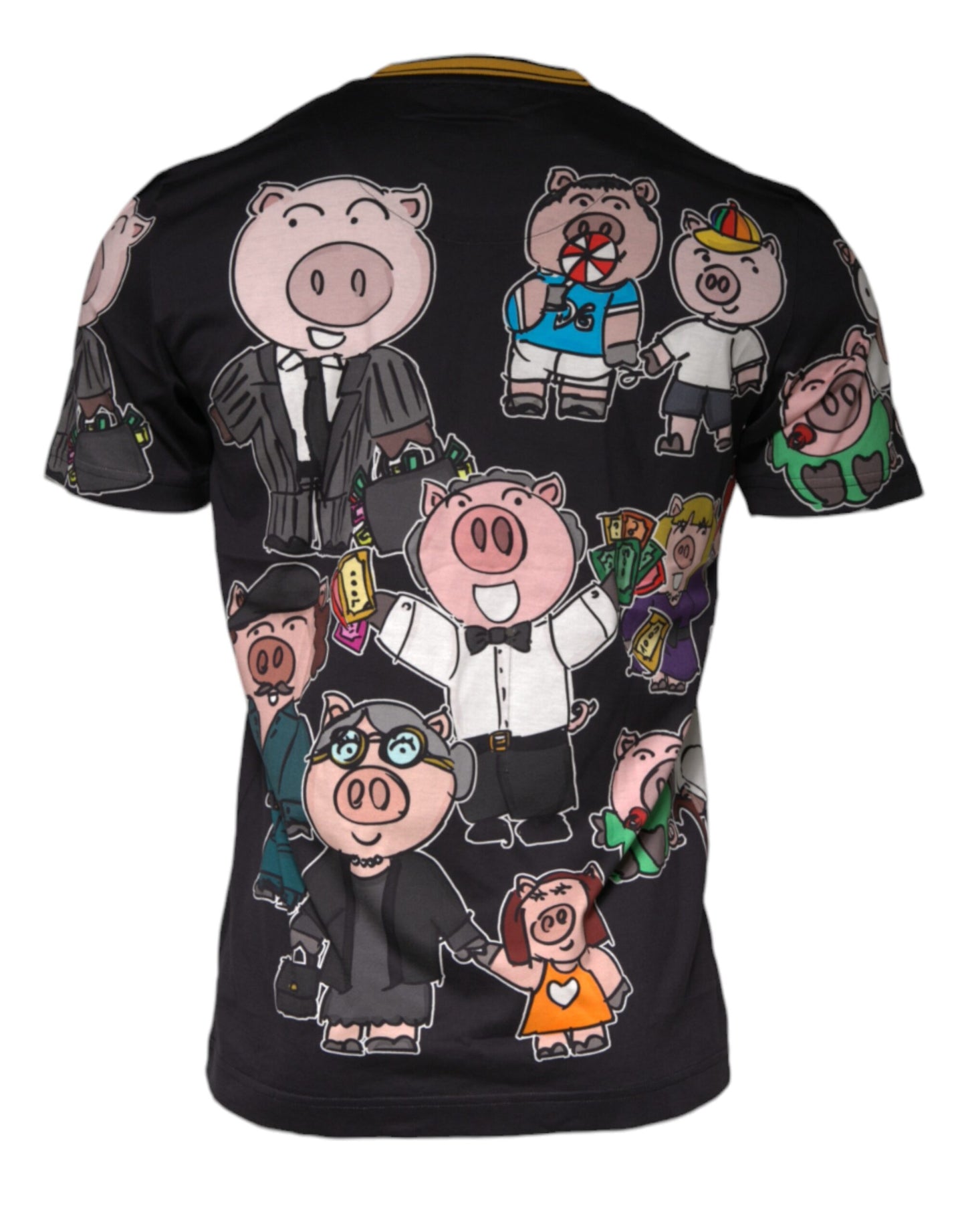 Dolce &amp; Gabbana Black Pig Family T-shirt i bomuld med rund hals