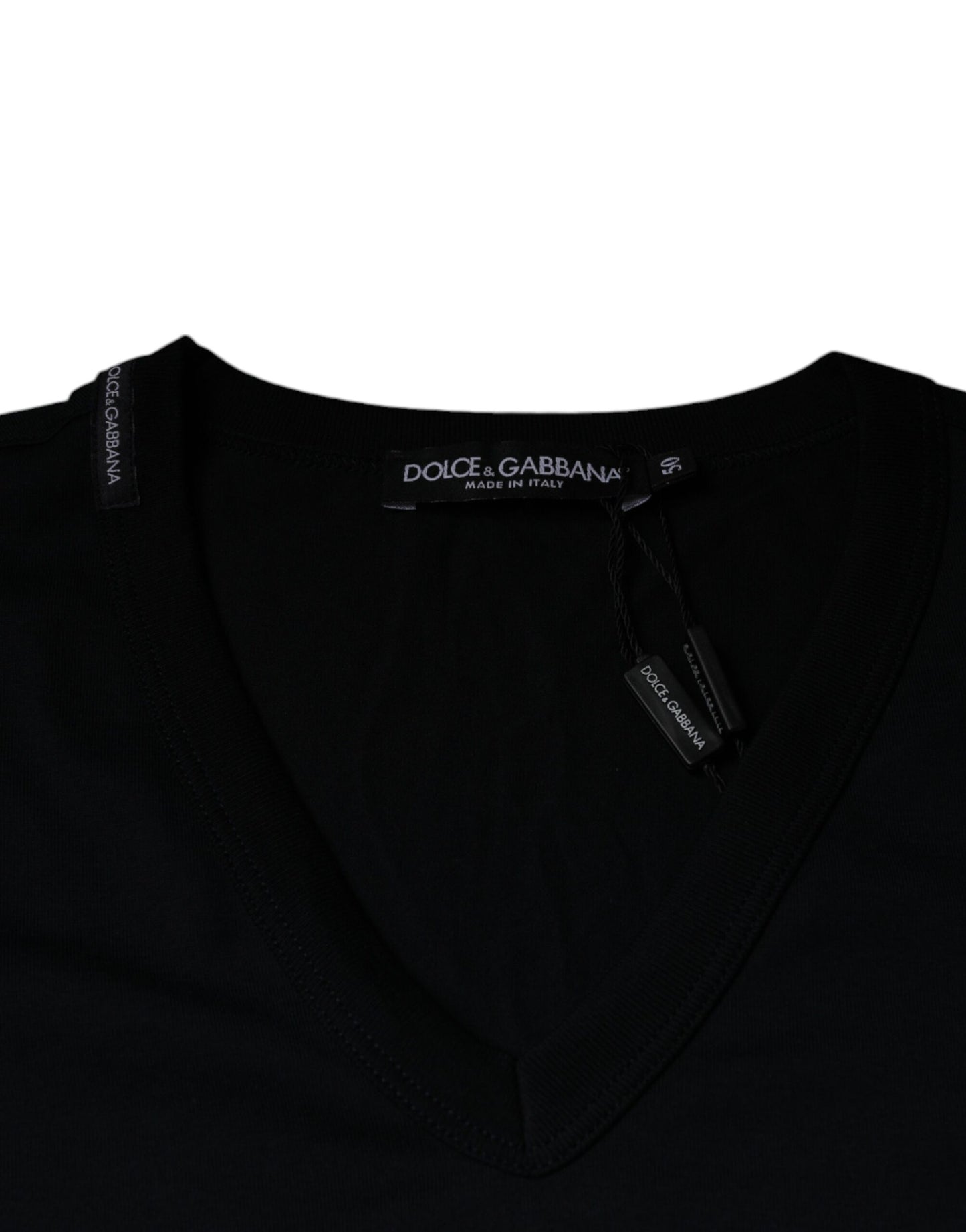 Dolce &amp; Gabbana kortærmet T-shirt i sort bomuld med vneck