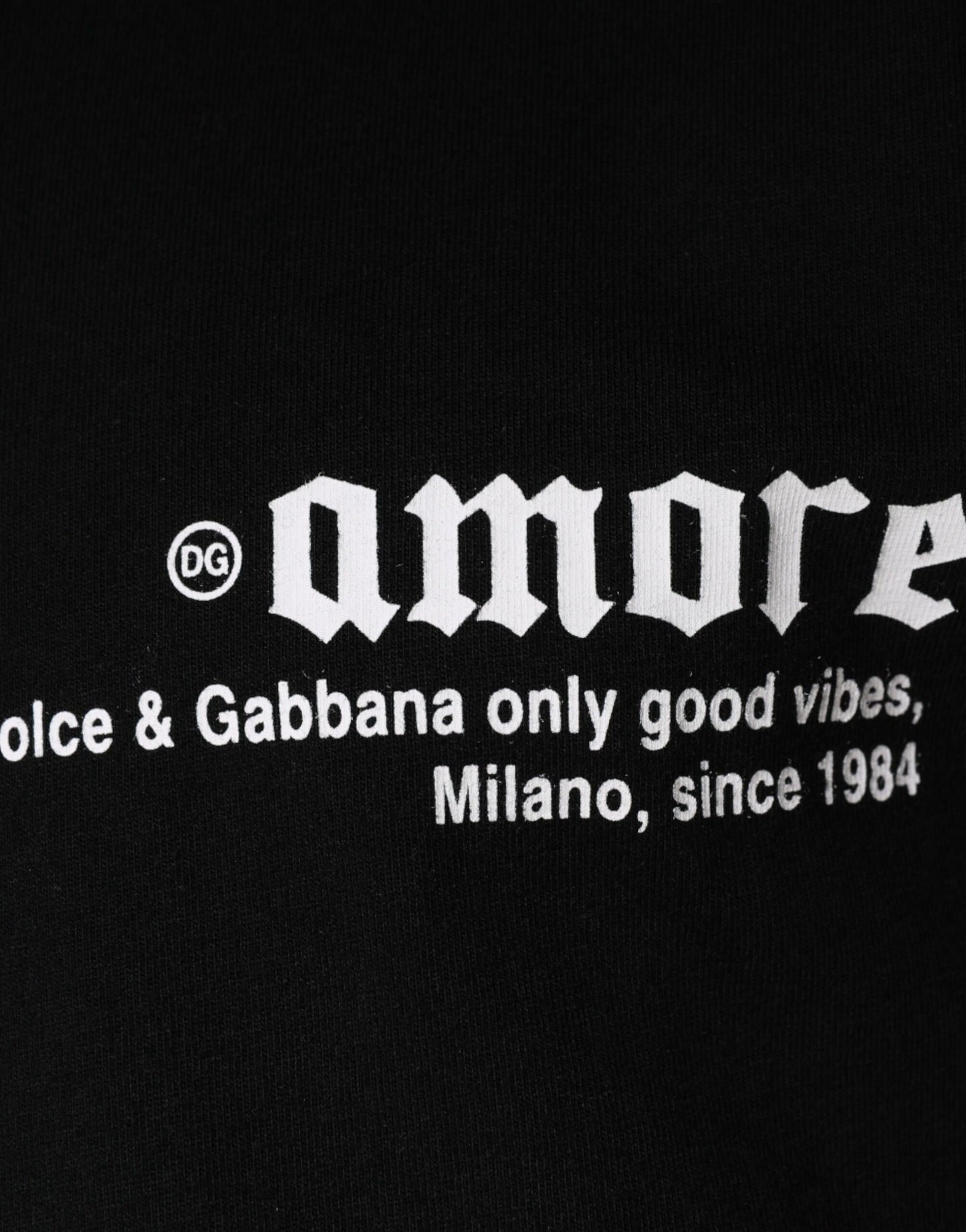 Dolce &amp; Gabbana T-shirt i sort Amore-print i bomuld med rund hals