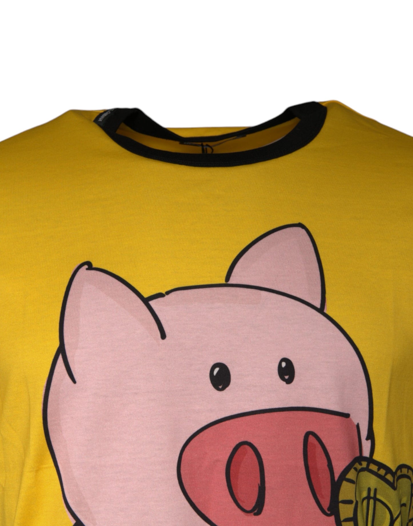 Dolce &amp; Gabbana Yellow 2019 Year Of The Pig T-shirt med korte ærmer