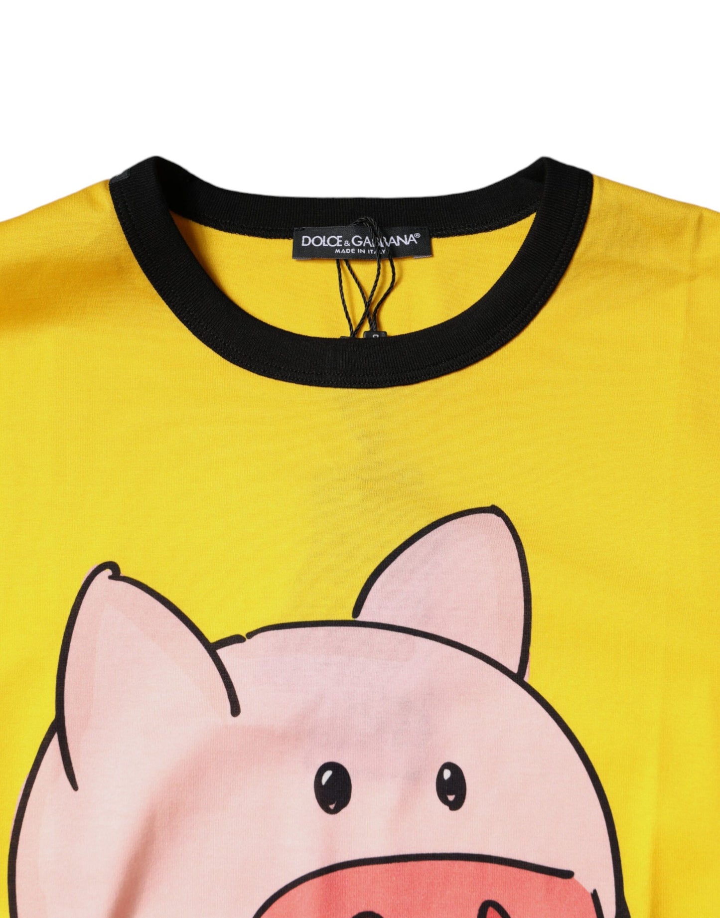 Dolce &amp; Gabbana Yellow 2019 Year Of The Pig T-shirt med korte ærmer