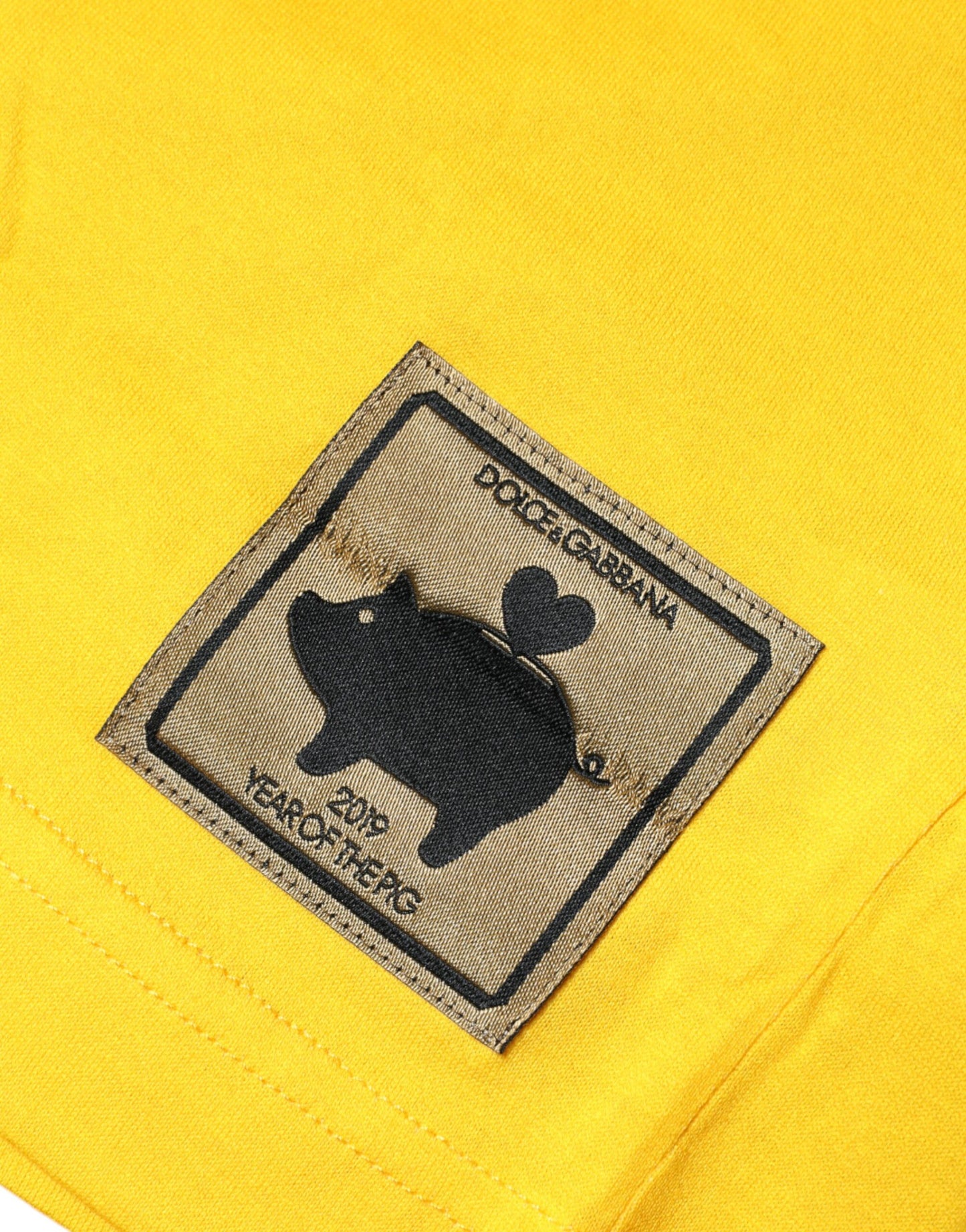 Dolce &amp; Gabbana Yellow 2019 Year Of The Pig T-shirt med korte ærmer