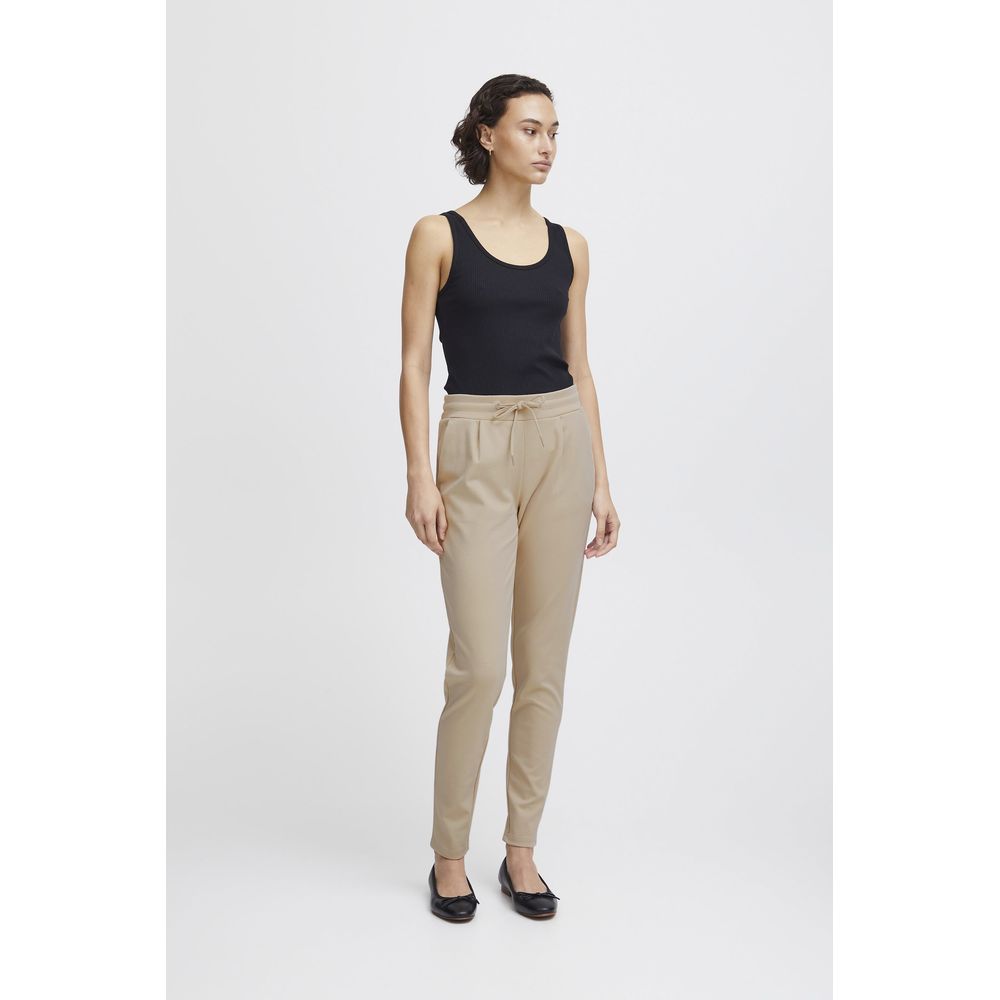 ICHI Beige Polyester Jeans & Pant