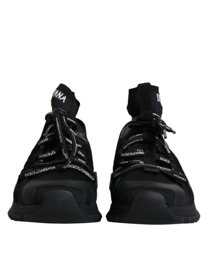 Dolce &amp; Gabbana Sorte Sorrento Logo Herre Sneakers Sokker Sko