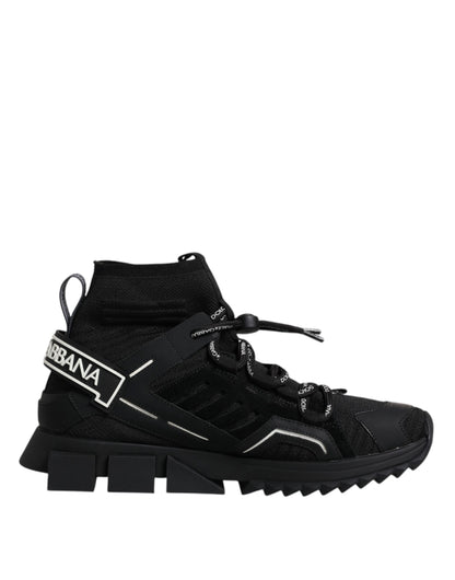 Dolce &amp; Gabbana Sorte Sorrento Logo Herre Sneakers Sokker Sko