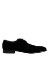 Dolce & Gabbana Black Velvet Læder Snøre Derby Sko