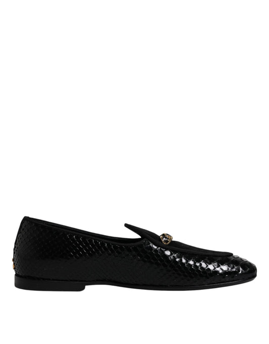 Dolce &amp; Gabbana Sort eksotisk læder Loafers Mænd Dress Sko