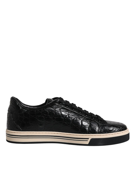 Dolce &amp; Gabbana sort læder lav top herre sneakers sko