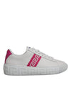 Versace White Pink Greca Print Platform Low Top Sneakers Sko