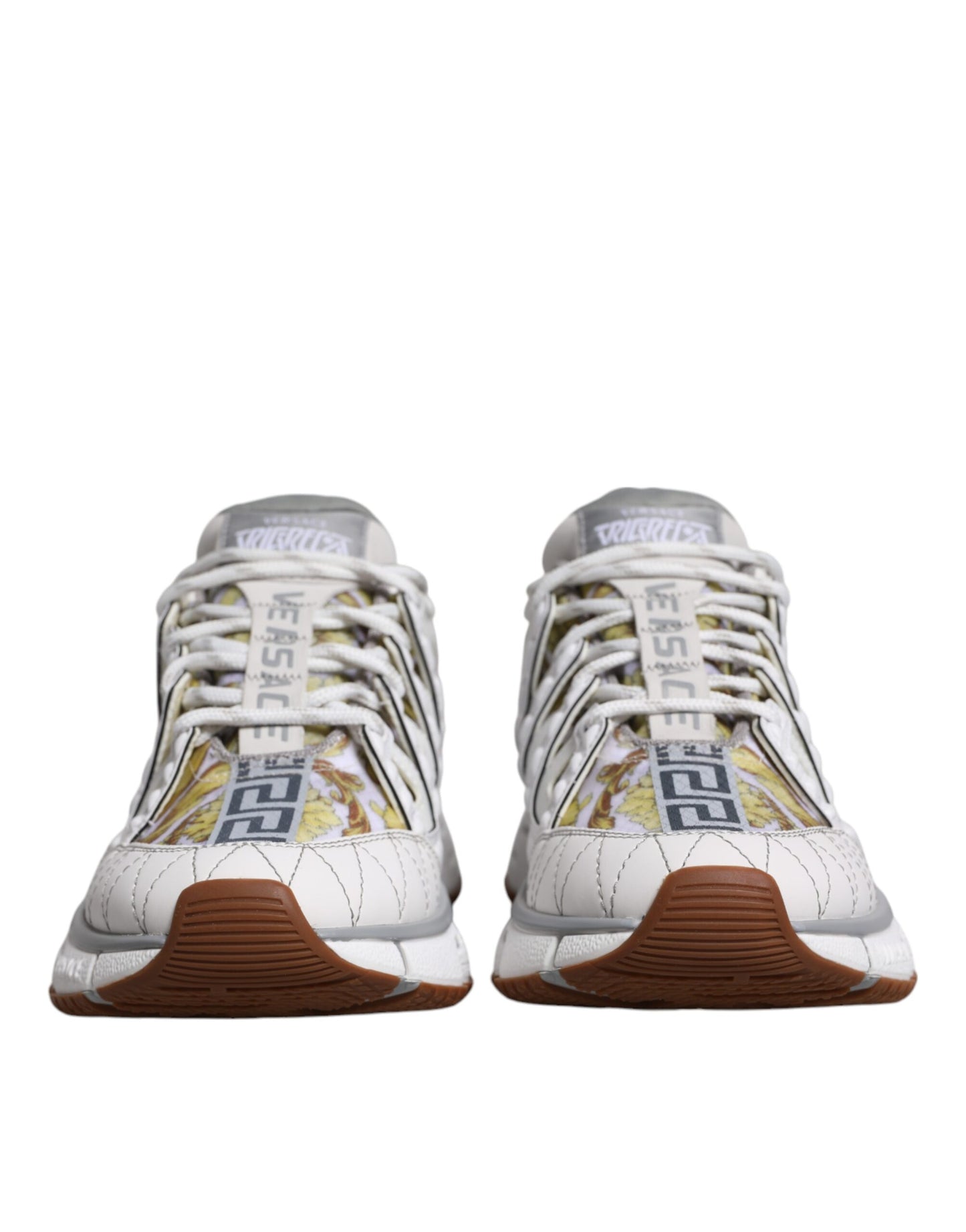 Versace White Trigreca Barocco Print Low Top Sneakers Sko