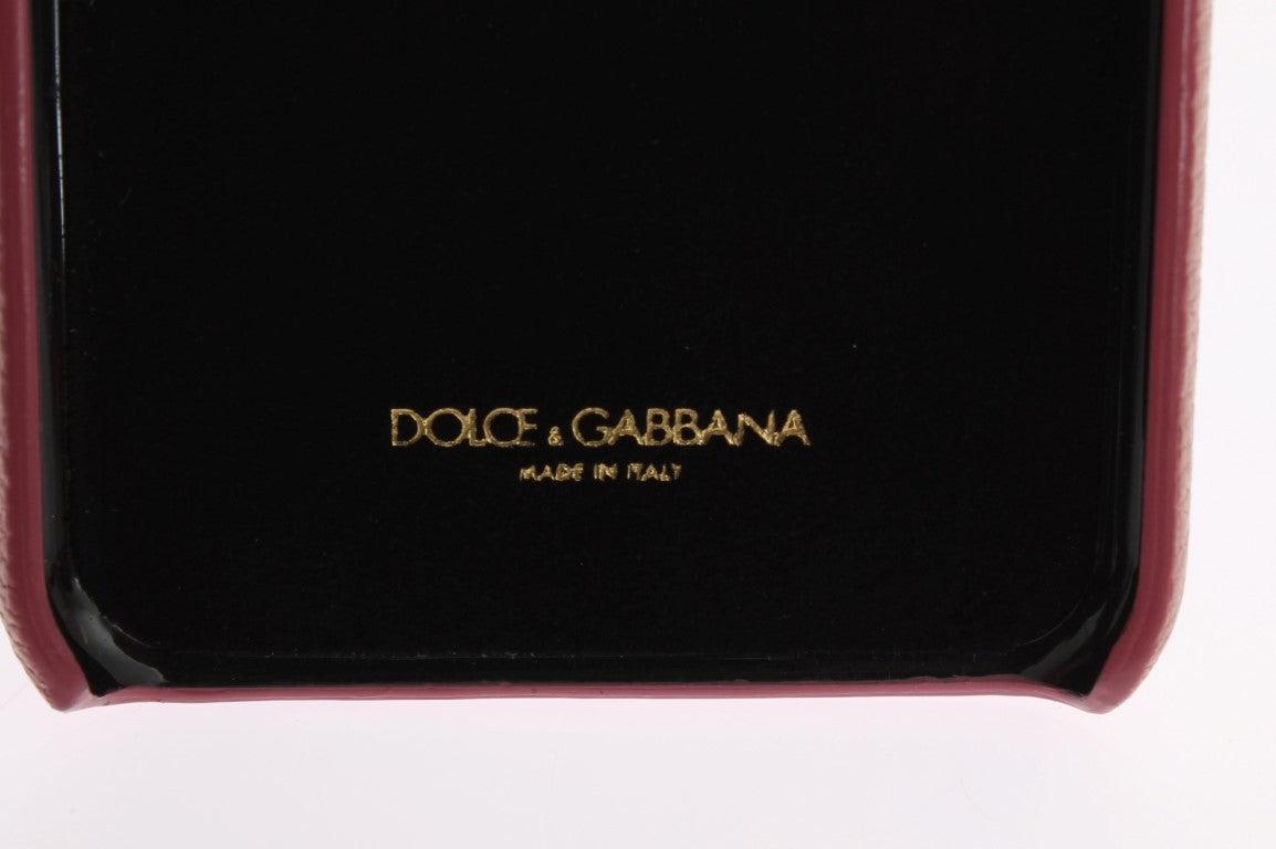 Dolce &amp; Gabbana Chic Pink Læder Crystal iPhone-etui