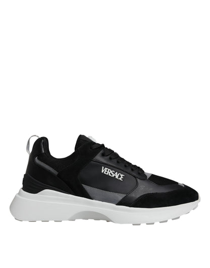Versace Sorte Medusa Lave Sneakers i Kanvas med Quad-stof