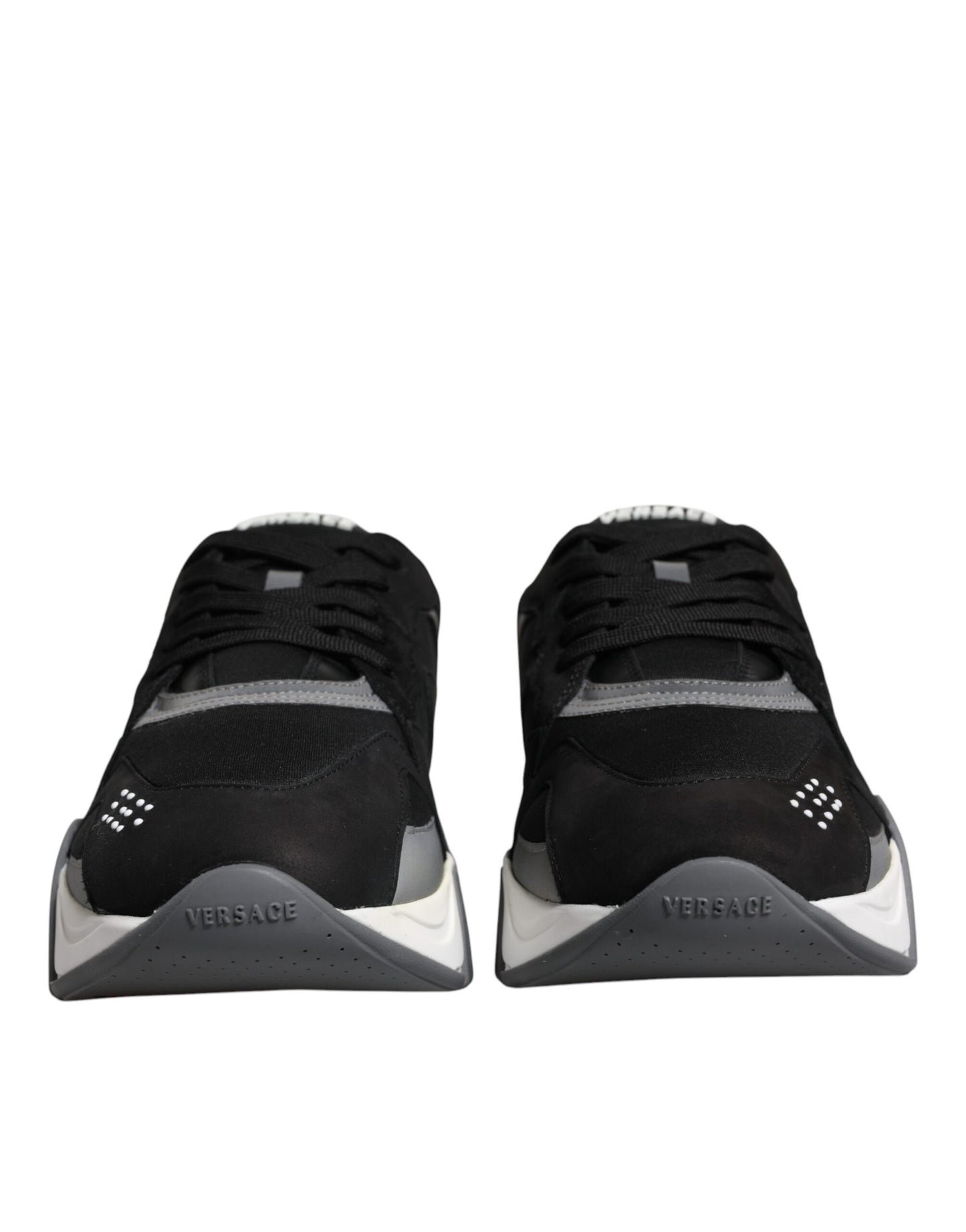 Versace sort læder Neopren Chunky Low Top Sneakers Squalo Sko