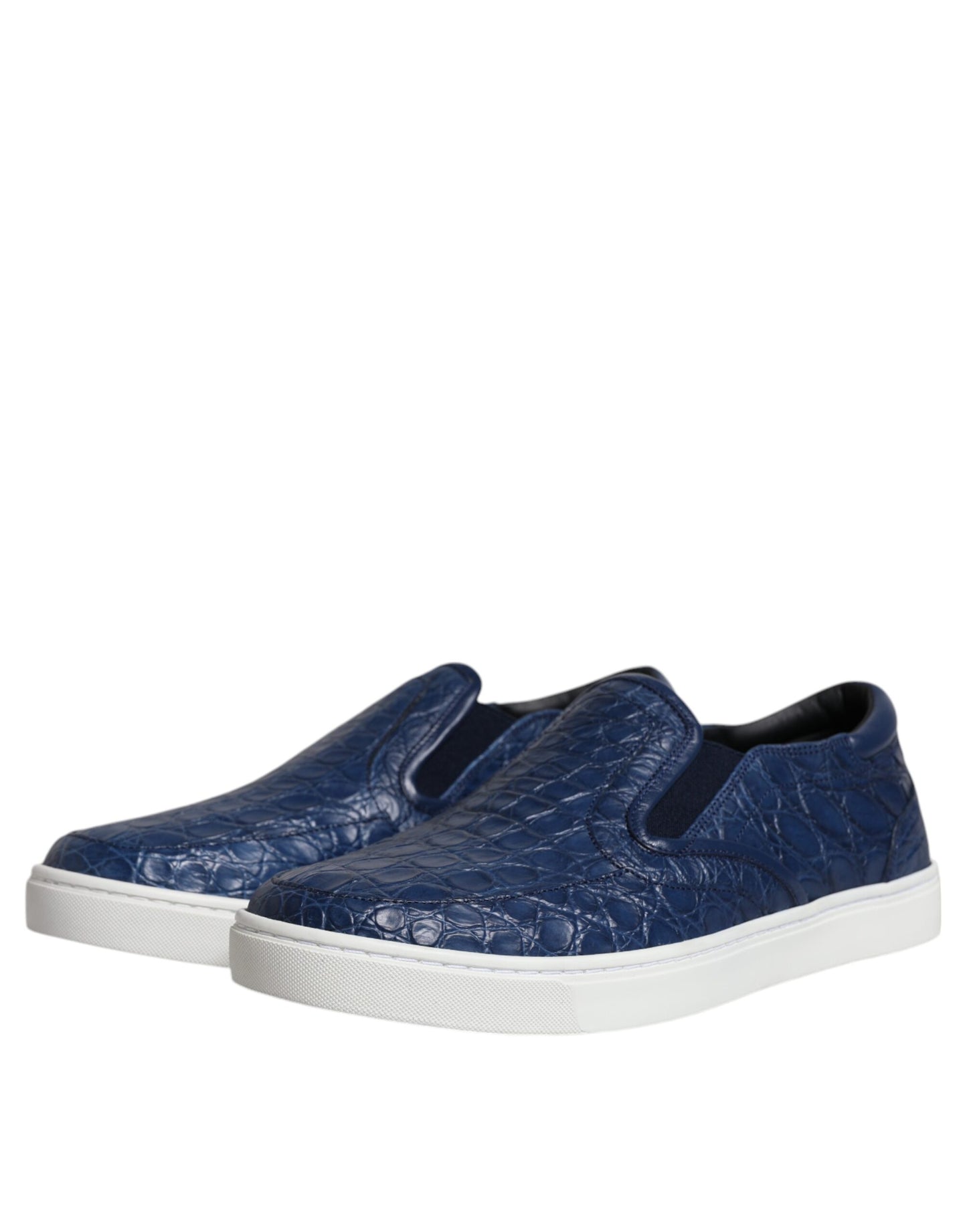 Dolce &amp; Gabbana Blue Croc eksotisk læder mænd sneakers sko