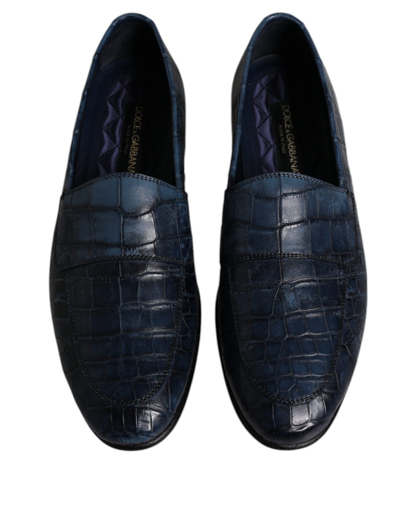 Dolce &amp; Gabbana blå eksotiske lædermoccasin Slip On-sko