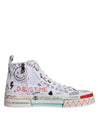 Dolce & Gabbana White Cotton Graffiti High Top Sneaker Shoes