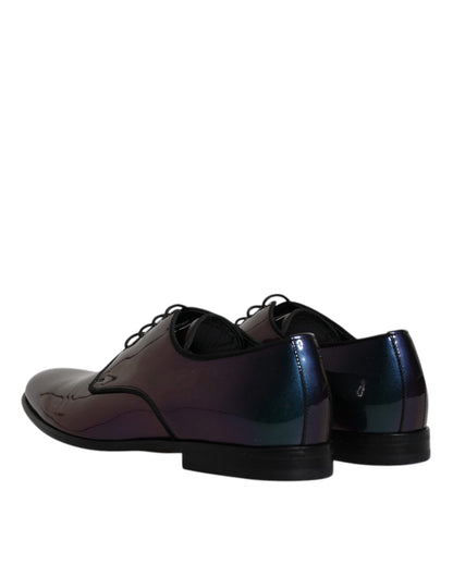 Dolce & Gabbana Peacock Patent Leather Derby Men Dress Shoes