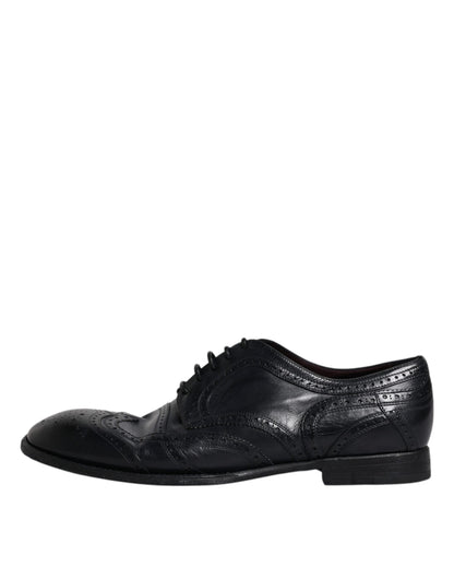 Dolce &amp; Gabbana Blue Læder Derby Wingtip formelle sko