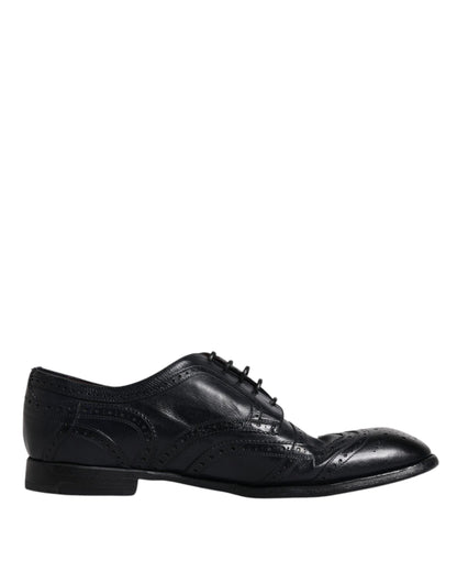 Dolce &amp; Gabbana Blue Læder Derby Wingtip formelle sko