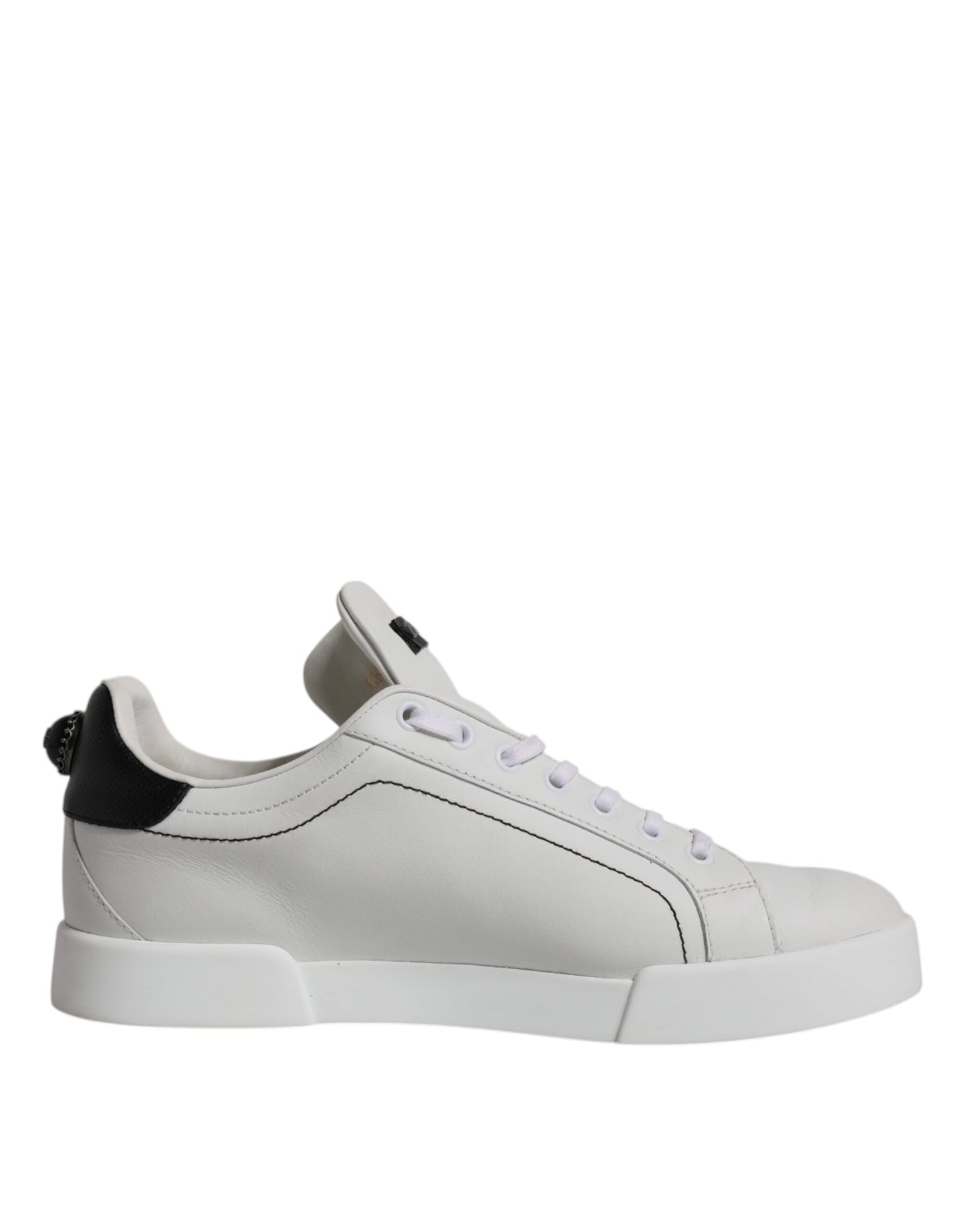 Dolce &amp; Gabbana Hvid Sort Læder Low Top Herre Sneakers Sko